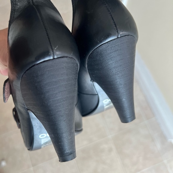 =Black Leather ALDO Strappy Heels Sz 5= - Picture 4 of 6